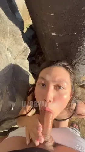 Throat fucked @ the beach & got caught but I still drained it [fm]