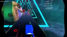 Guy letting his big dick swing around while playing VR