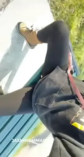 Accidentally leaving my pussy drool on a public bench lol