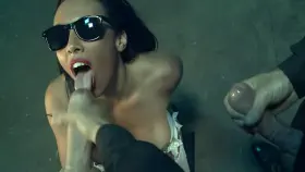 Pretend you're getting sprayed, and try not to spray your load