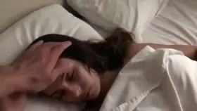 Gorgeous brunette sucks his balls and dick until he cums