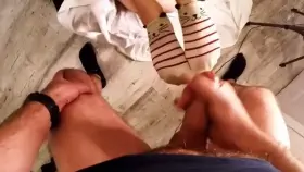 9 pumps of cum on his g[f]s mouse socks