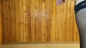 Dressedup, in chastity, plugged, shaking my balls and showing my ass