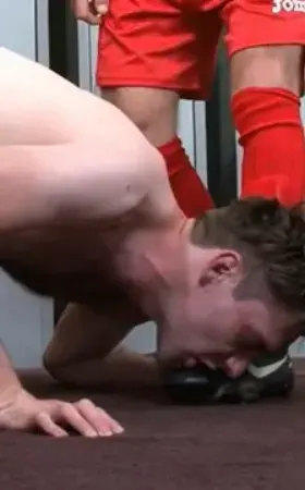 He had turned you gay last week and today was your debut. He made you stay after and strip for a few of your teammates. Your body burned red as you got onto the floor. You stuck out your tongue and moved towards his shoes. You were officially their obedient boy - from r/straightturnedgay