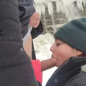 We hiked to the base of the waterfall and got a little excited. I wonder hope many ppl saw us from above 🙈🤔 [0:15]