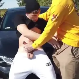 Giving each other a handjob after the game