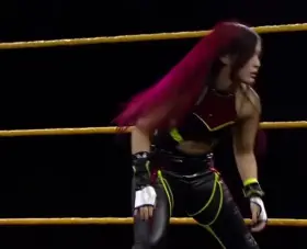 Io Shirai showing off her flexibility