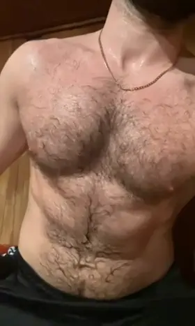 Flexing my sweaty pecs in the sauna
