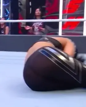 Bayley’s fat ass in near see through gear. She needs to wear these again.