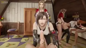 Handjob from Tifa while she fucked by Aerith (Auxtasy) [Final Fantasy 7]