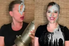 Scarjo is happy to give you plenty of bull cum lick up