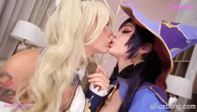 Purple Bitch and Alice Bong cosplay Genshin Impact