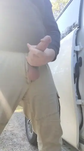 Watch me stroke it till I cum while on shift yesterday