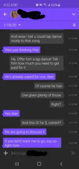 Wife texting/teasing me while she's out on a date