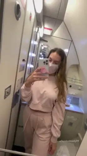 Flashing my natural DDs on a plane ✈️ [gif]