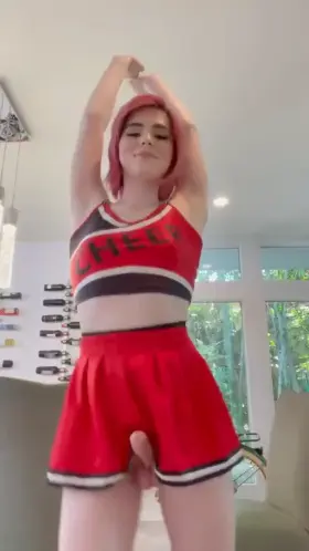 Cheerleader with a hard cock. Ella Hollywood (gif)