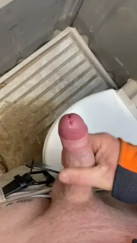 Having a stroke in job site toilet
