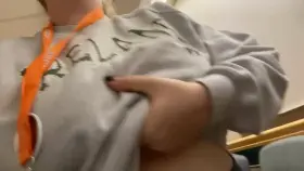 Naughty nurse pulling her tits out in the hallway 🙈