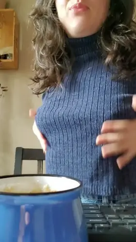 A titty drop before my first sip ☕