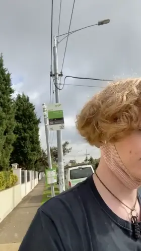 Caged and plugged waiting for the tram haha