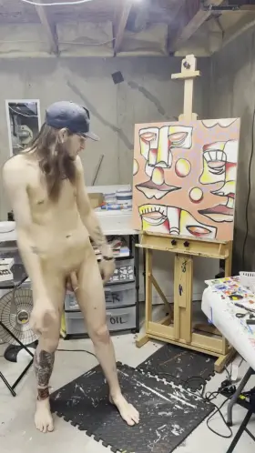 Passionate Artist !!! Paints NAKED on OF to raise funds for expensive oil paints and Art supplies!