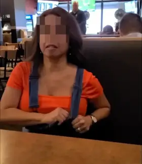 Busty Asian having fun while waiting for food