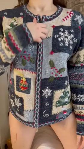 You guys will never guess what I got for Christmas! My grandma gifted me this magic ugly Xmas sweater that turns the wearer into this busty petite brunette for 24 hours. Her name is Valorie, my great great great aunt, a witch that cursed this garment so her essence could live through-out our family.