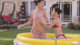 Alina Lopez & Eliza Ibarra strip and soak each other with a hose