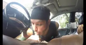 Slutty camboy sucks BBC in car in daylight (cumshot will be posted tomorrow!)