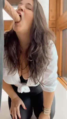 Lou The Pretty Frenchie Milf sensually loving a dildo