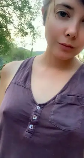 Flashing you with no bra on 😉 did I get you hard? (OC)