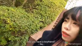 Maid Cafe worker Miss Akane Okawa comes to show off her big fat tits