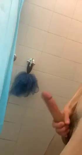 my wet cock being stroked in the shower