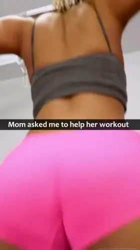 Helping mom with her workout
