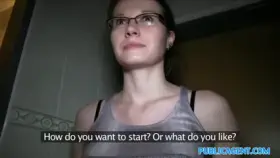 PublicAgent Glasses babe fucks in bathroom