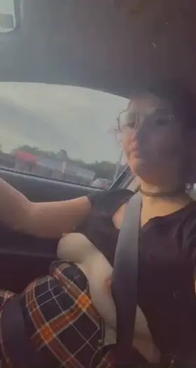 Driving around with tits out
