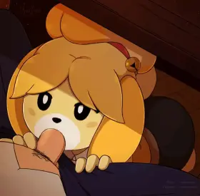 isabelle and villager (merunyaa) [animal crossing new leaf]