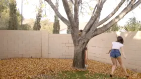 Frolicking with Jenna Sativa in leaves (non nude)