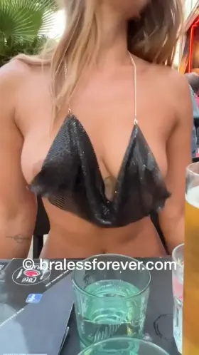 Wearing just a necklace for lunch