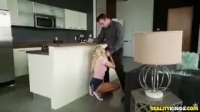 Blonde Babysitter Gives Married Guy A Sneaky Blowjob