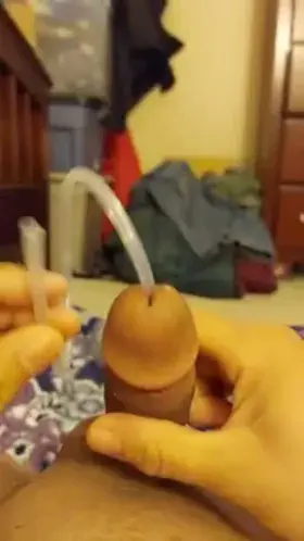 A little fun sounding and cumming in a clear hose