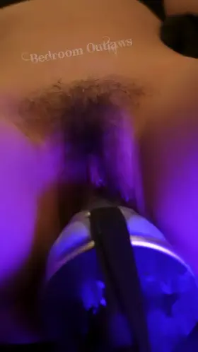 Working my hairy pussy with our machine and a big dildo feels so fucking good!!!