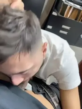 Grindr cocksucker drop by the office …