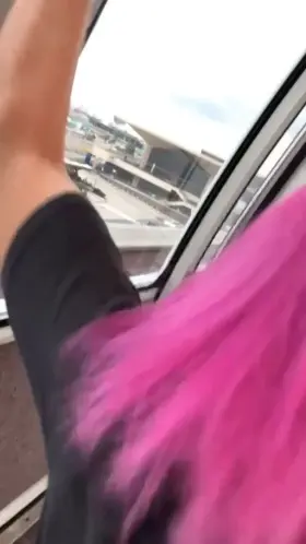 Riding his cock on the airport tram