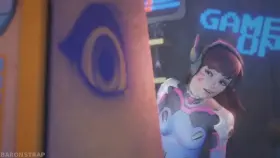 Tracer Captured in DVa Arcade (Baronstrap) [Overwatch]