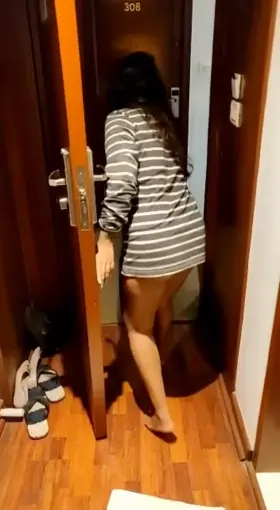 Answering the door bottomless