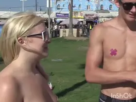 Touching boobies at a festival
