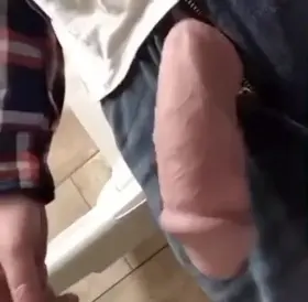 Watch my big fat cock go soft to hard at the store no hands 😈🍆