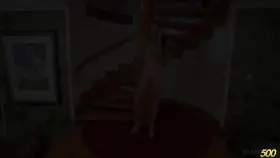 You can only admire Angee Coonty's beautiful cock as she walks down the stairs