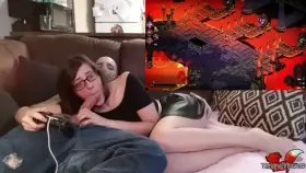 OC: Using his cock to satisfy my BJ fetish while I play Hades... Best roommate ever!